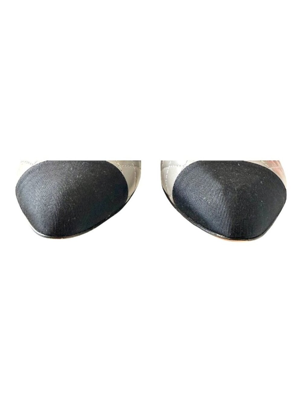 Chanel CC Quilted Cap Toe Ballet Flats Gray Black Leather EU 36.5 US 5.5-6 - Picture 2 of 13